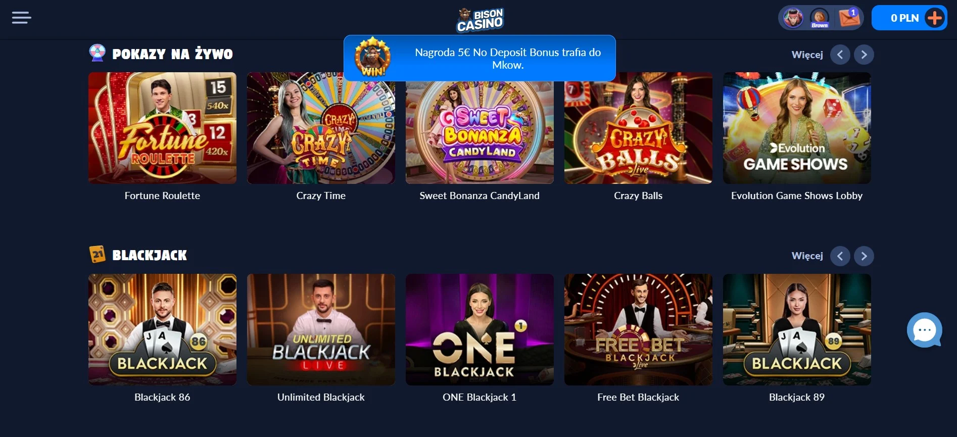 bison live casino