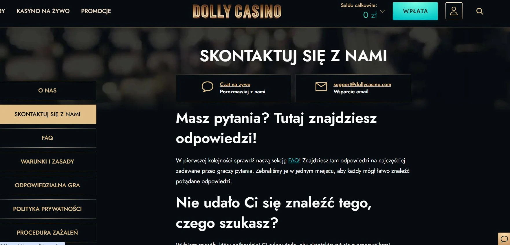 dolly casino support