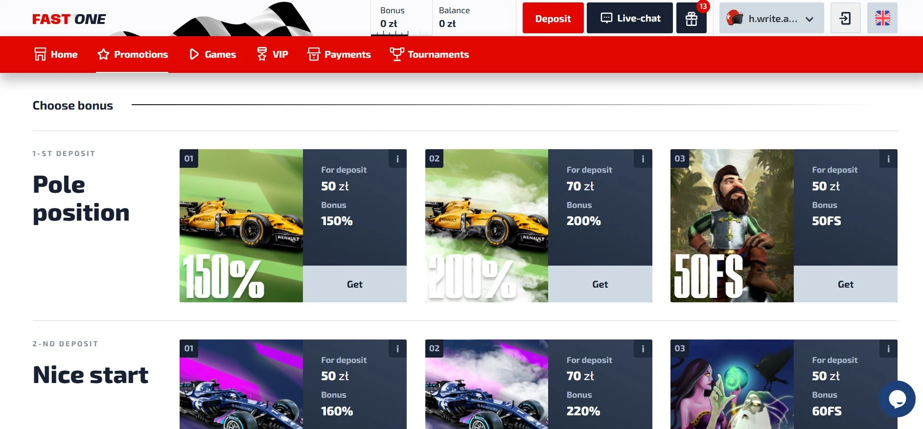 f1 casino bonuses