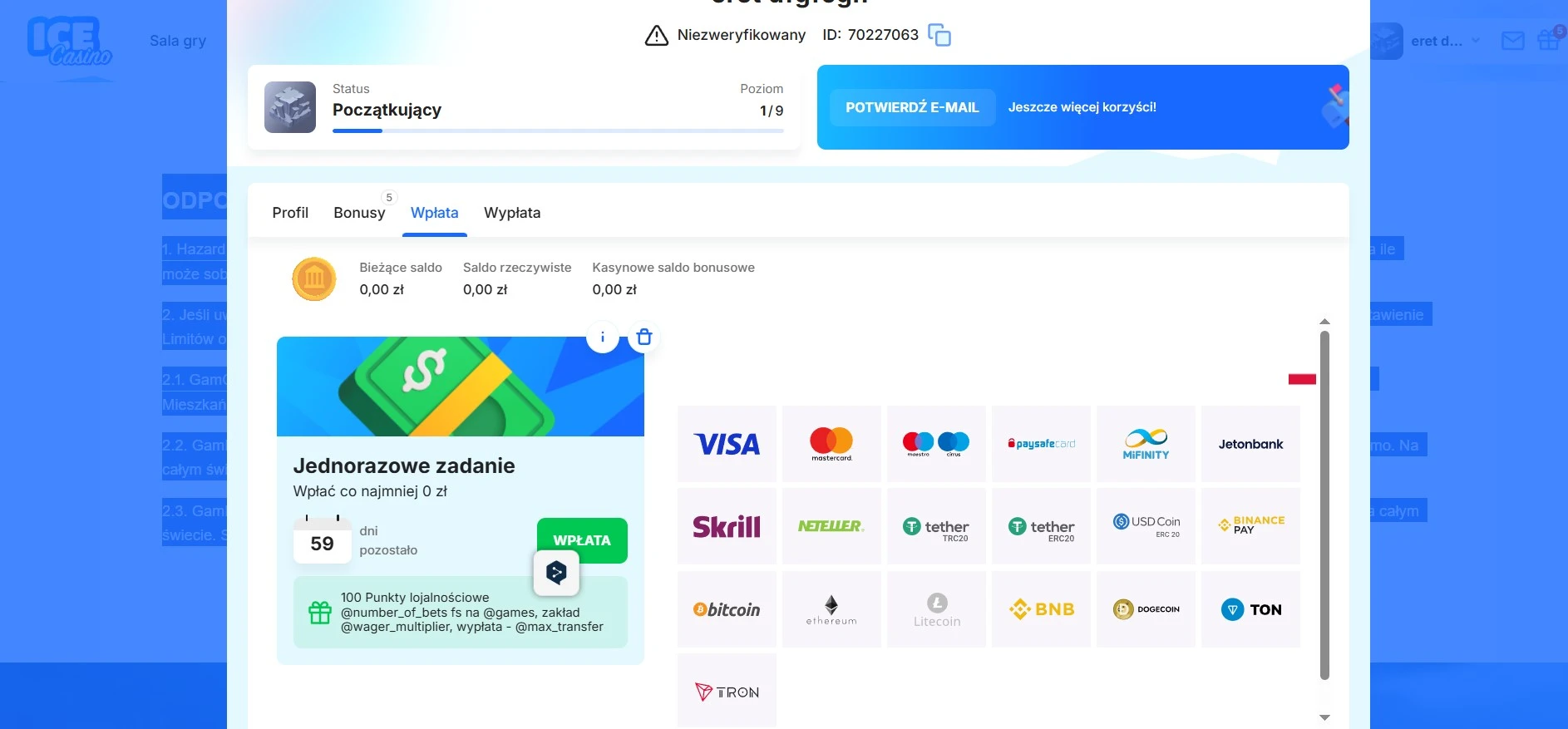 ice casino payments