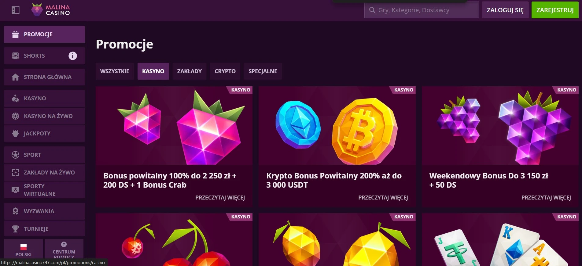 malina casino bonuses