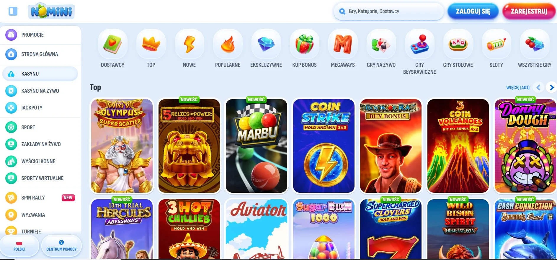 nomini casino games
