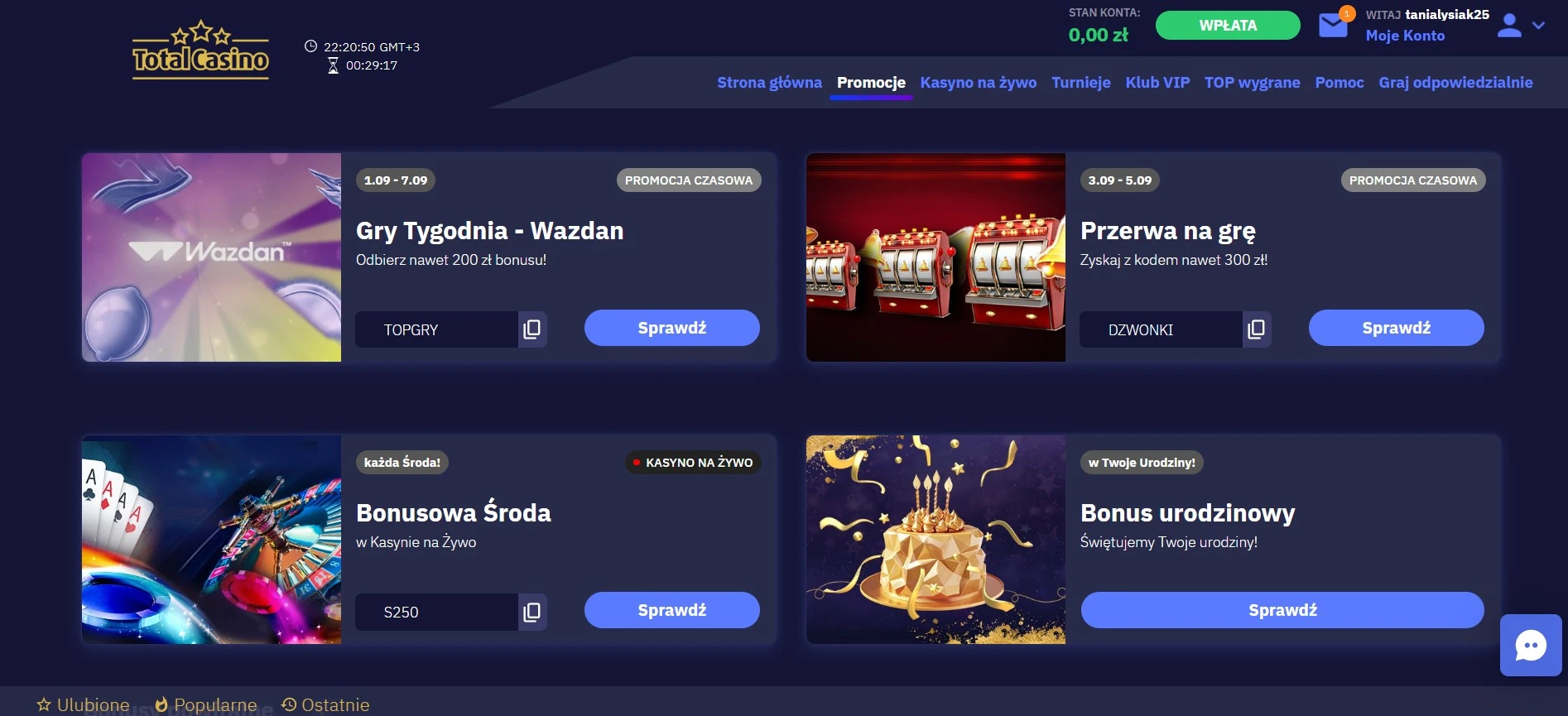 total casino bonuses