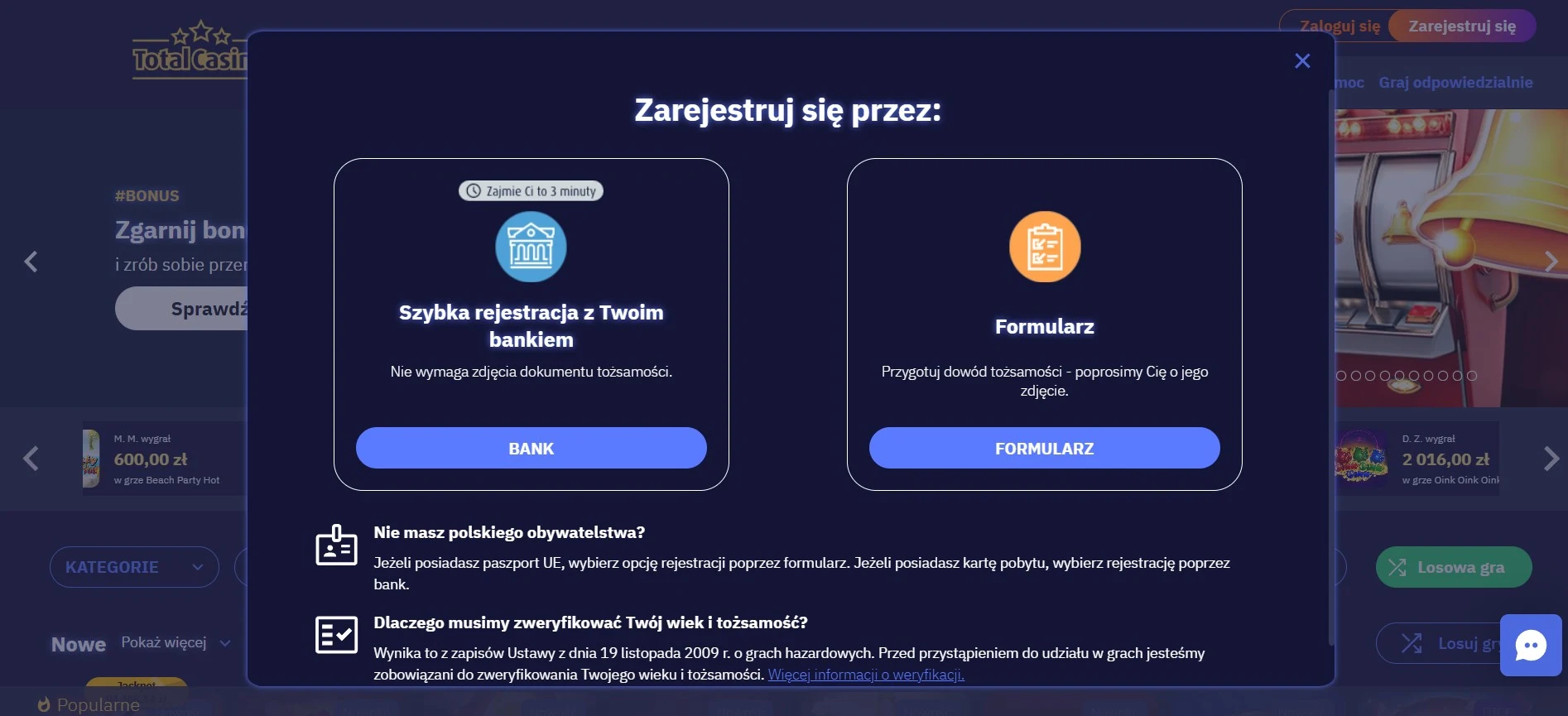 total casino sign up